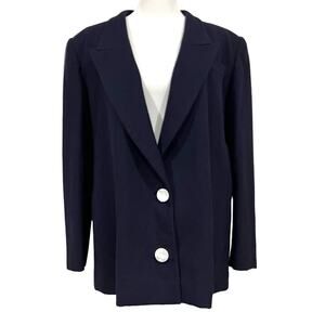 Sara Fredericks Vintage Women’s Blazer Navy Jacket Wool Structured 2 Button